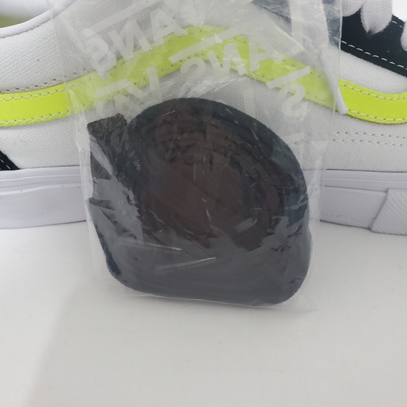 Vans Skate Old Skool Mens Size 11.5 True White Neon Yellow Canvas Seude Shoes - Picture 6 of 12